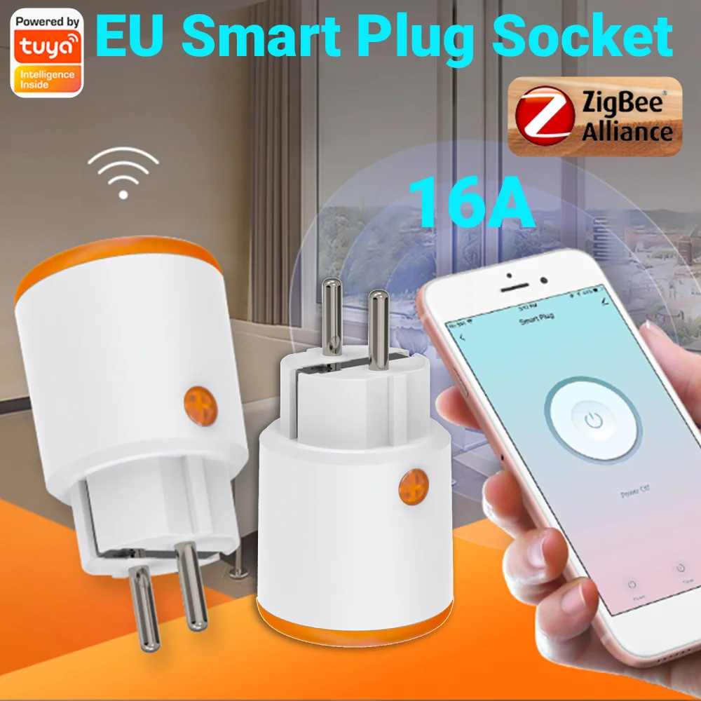 16A Smart Plug Tuya APP Control 2.4G Wi-Fi Timing/Scheduling Power Metering Socket with Power Monitoring EU Plug Socket