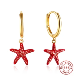 BOAKO-Pendientes de Plata de ley 925 para mujer, Piercing de estrella de mar, Pendientes de aro, joyería para mujer, regalos Oorbellen 925