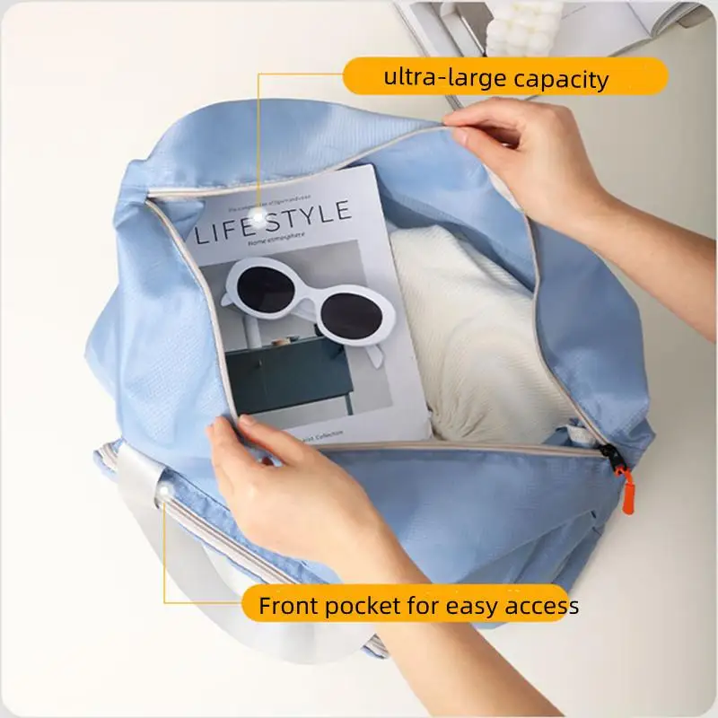 Foldable Luggage Travel Handbag Waterproof Large Capacity Lightweight Fitness Bag Simple Solid Color Travel Storage Pack Item