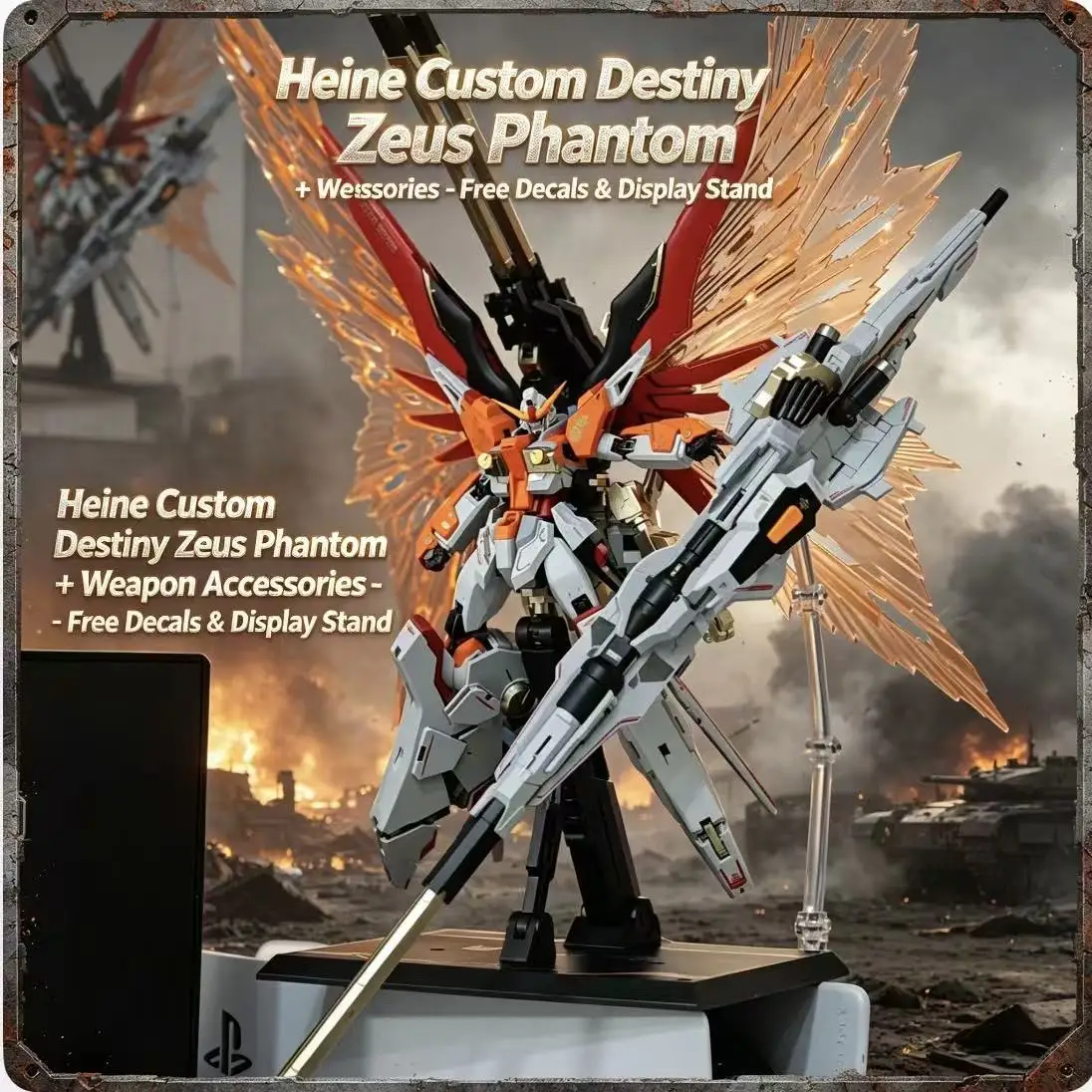 258B HG Destiny Zeus Phantom Versión Reparada, Modelo de Ensamblaje con Esquema de Color Heine, Incluye Calcomanías y Soporte, Regalo Perfecto para Niños