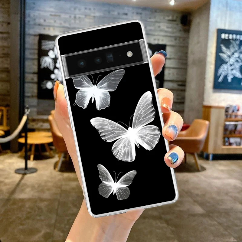 고딕 스타일 블랙 립 전화 케이스 Google Pixel 9 8 7 6 Pro XL 8A 7A 6A 5 4 5A 4A 3A XL 5G 소프트 실리콘 클리어 TPU 커버
