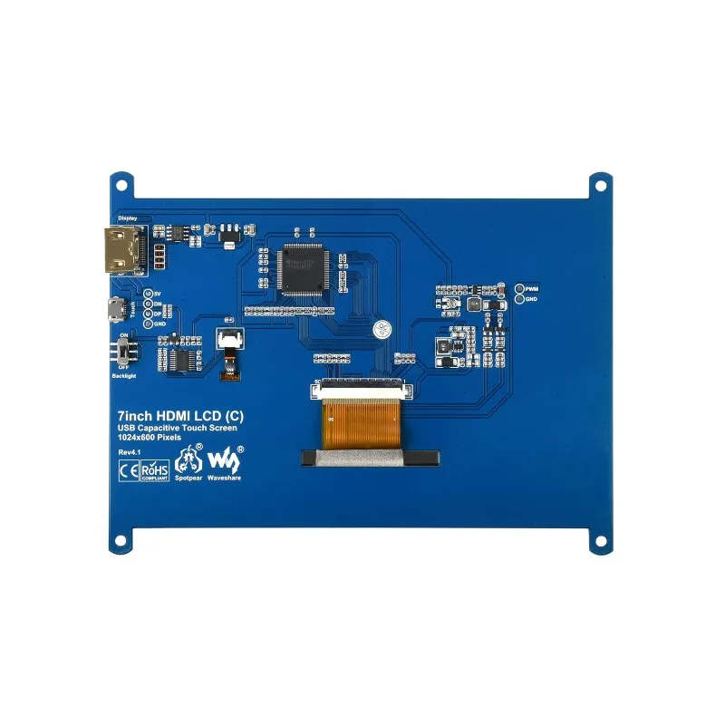 Pantalla táctil capacitiva LCD (C) de 7 pulgadas, 1024x600, HDMI, IPS, baja potencia