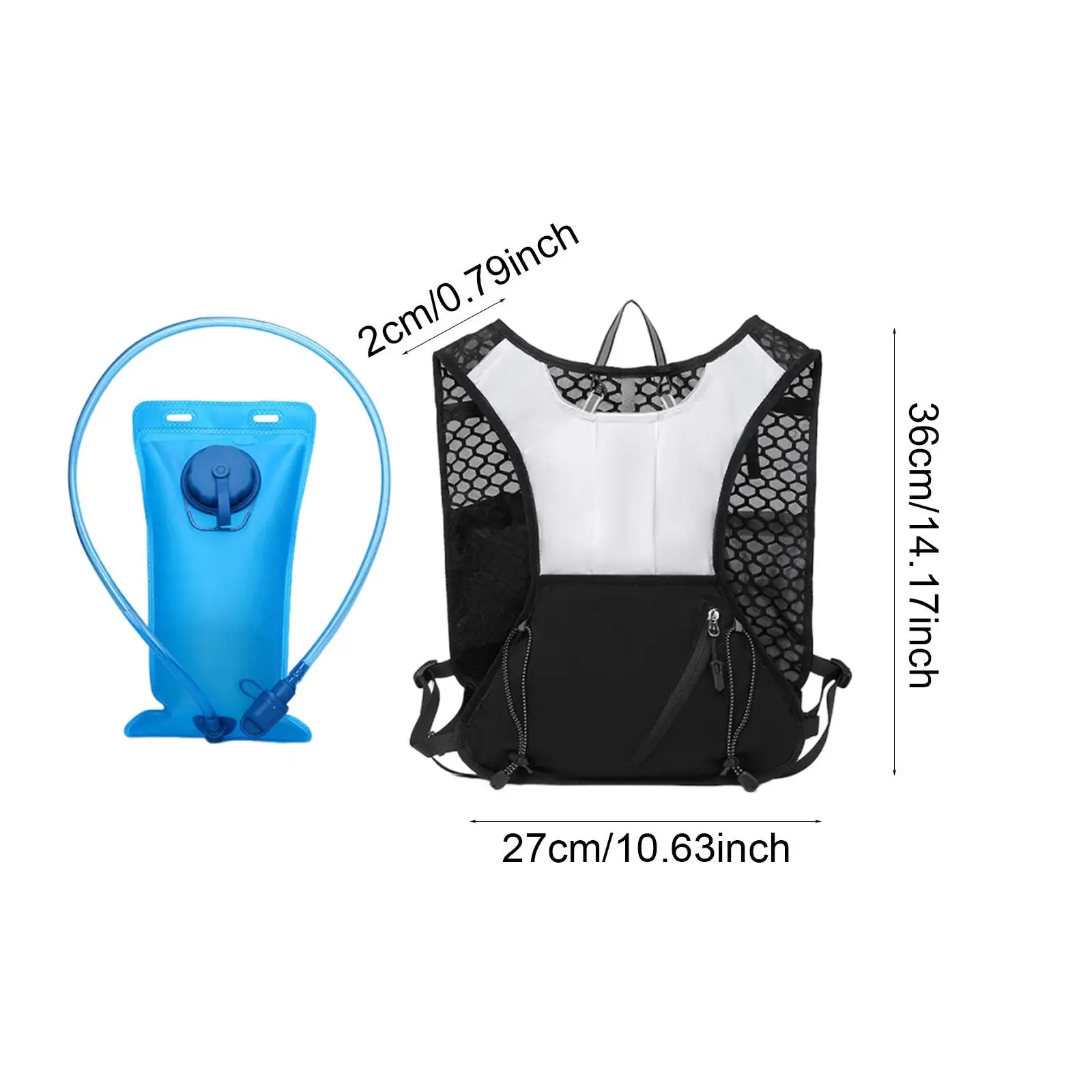 

Running Hydration Vest Backpack Durable Polyester Water Pack Daypack with Pocket Zipper for Trail Marathon Camping Outdoor