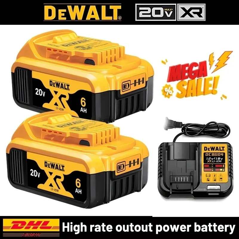 100% Genuine Dewalt 20V Battery,5AH 6AH Rechargeable Lithium Ion Battery, Dewalt DCB200 Power Tool Replacement Battery