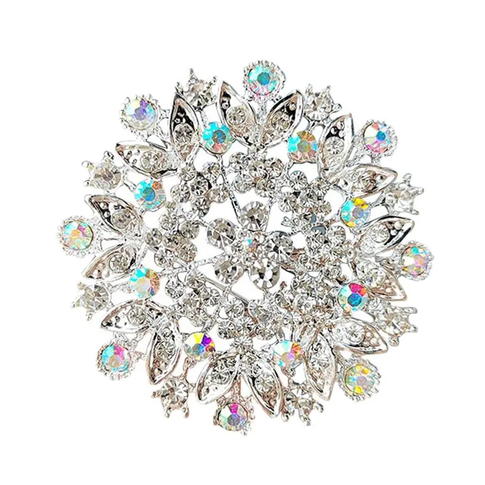 เข็มกลัดดอกไม้คริสตัลสวยงามหรูหรา ประดับด้วยเพชรเทียม สวยงามมีเสน่ห์ เครื่องประดับเข็มกลัดมุก สำหรับติดเสื้อผ้า ชุดสูท งานปาร์ตี้