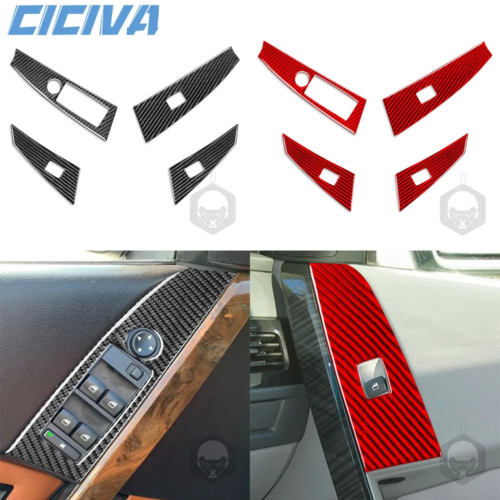 

For BMW 5 Series E60 2004-2010 Carbon Fiber Window Lift Control Button Panel Cover Car inside Trim Accessories Sticker