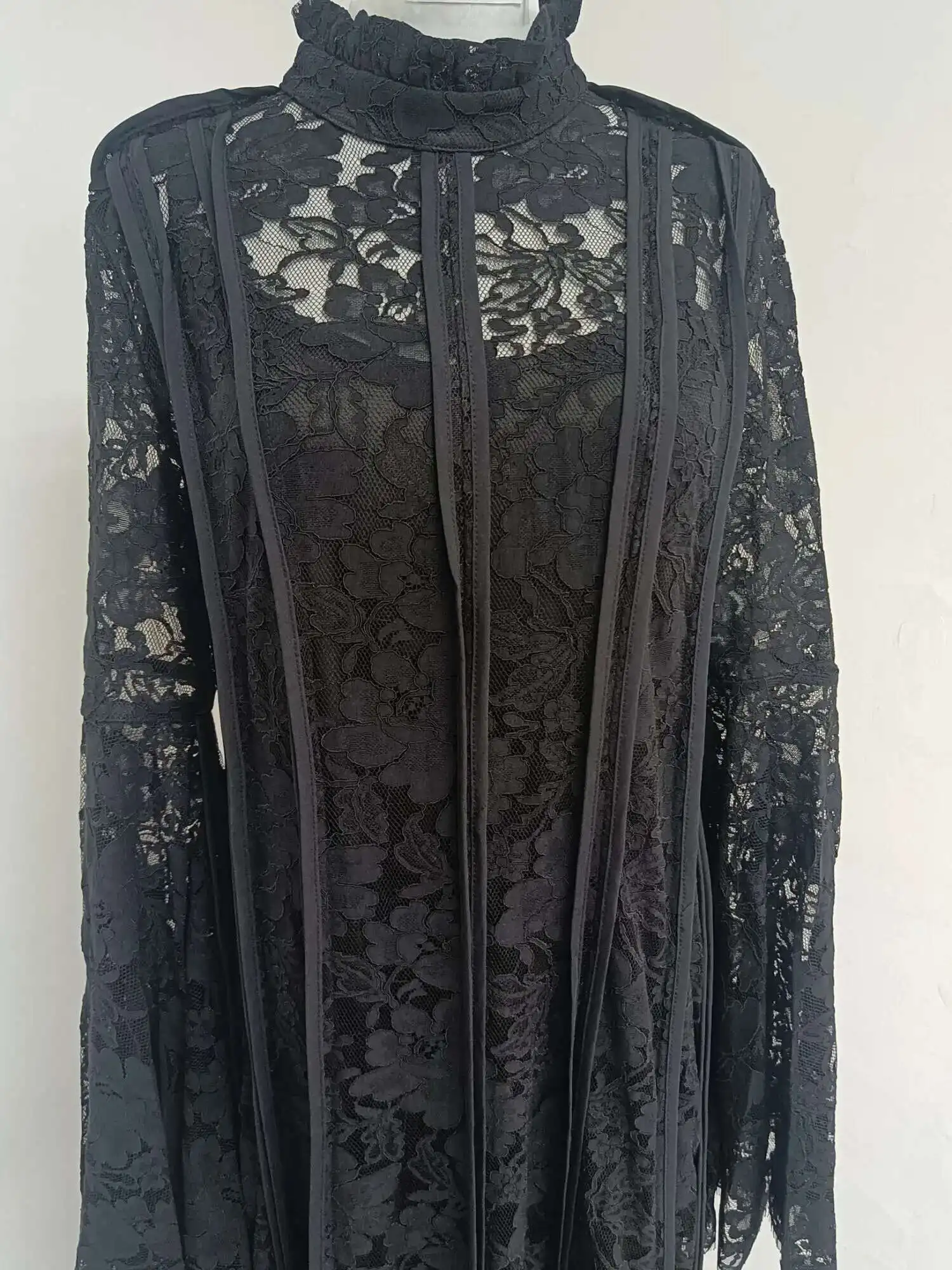 JAMERARY 2025 Summer Runway Designer Holiday Prom Dress Women Lantern Long Sleeve Flower Embroidery Lace Maxi Vestidos Longo