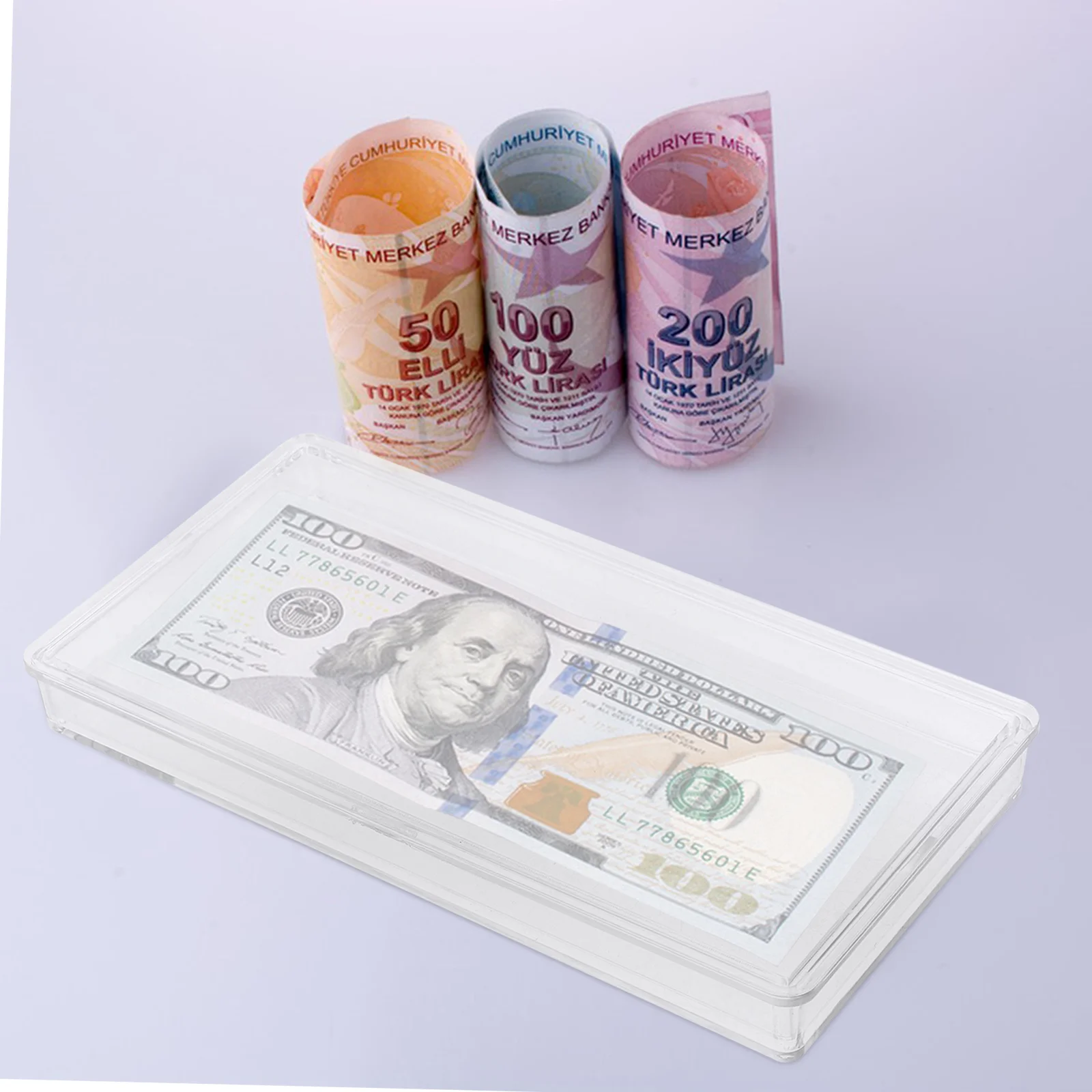 Plastic Clear Money Holder Doll-Ar Bills Holder Storage Case Plastic Case Paper Money Protective Case Plastic Stamp