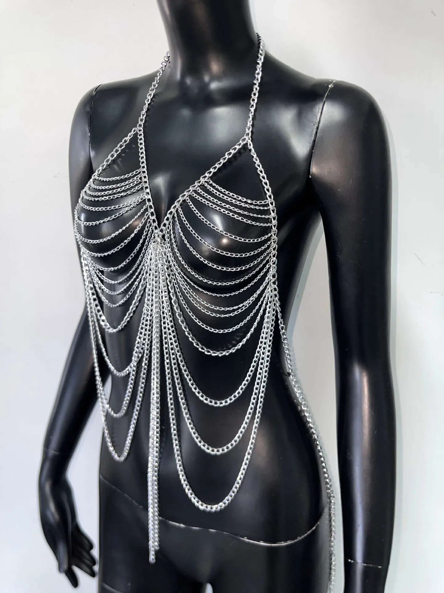 الصيف سلسلة معدنية شرابة تانك القمم المرأة مثير الجوف خارج الخامس الرقبة عارية الذراعين الرسن الرقبة الجسم سلسلة بروتيل الشاطئ حفلة المحاصيل الأعلى