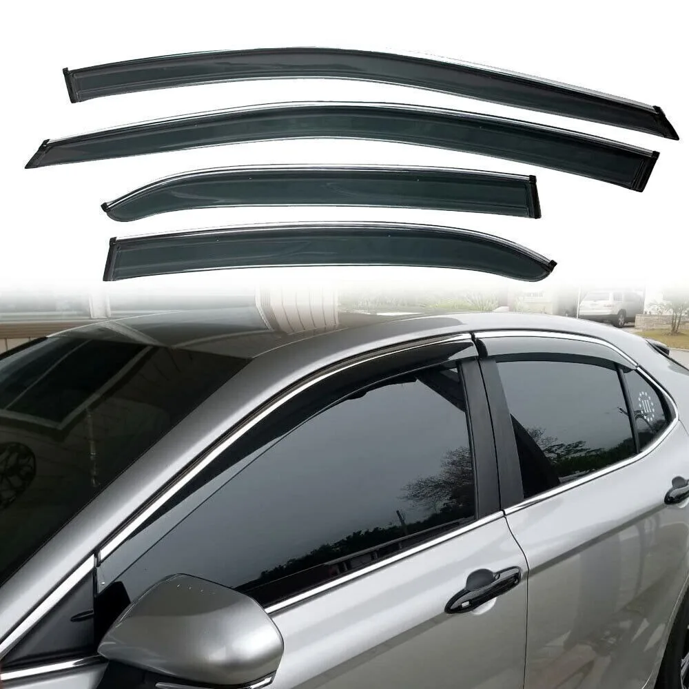 

Для Toyota Camry 2018-2024: Хромированные дефлекторы окон (ветровики) для защиты от дождя