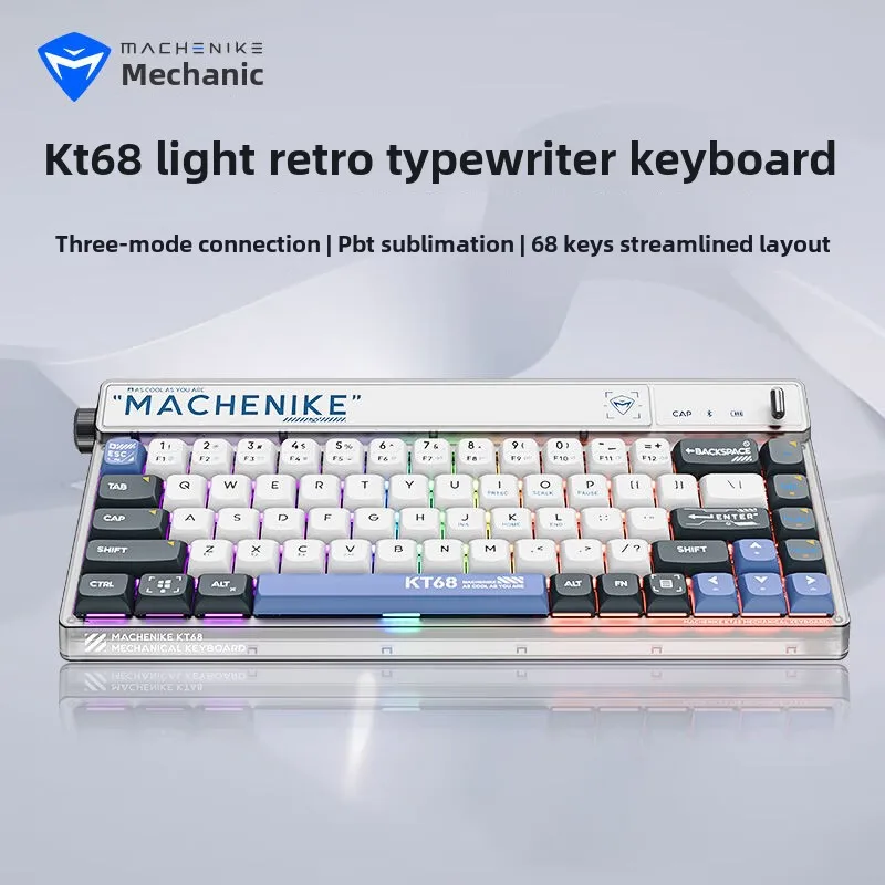 En Stock KT68 teclado mecánico de pantalla inteligente 68 teclas inalámbrico tri-modo RGB ritmo musical personalizado intercambio en caliente Gamer Girl Gift