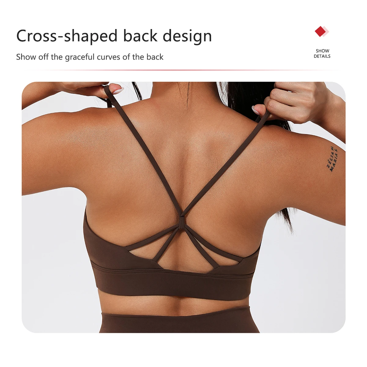 Ctenkevet Sommer Damen Cross-Back Yoga Sport-BH Schnelltrocknend Fitness Lauf-Top Enganliegende Unterwäsche für Aktive Frauen – Detail 7