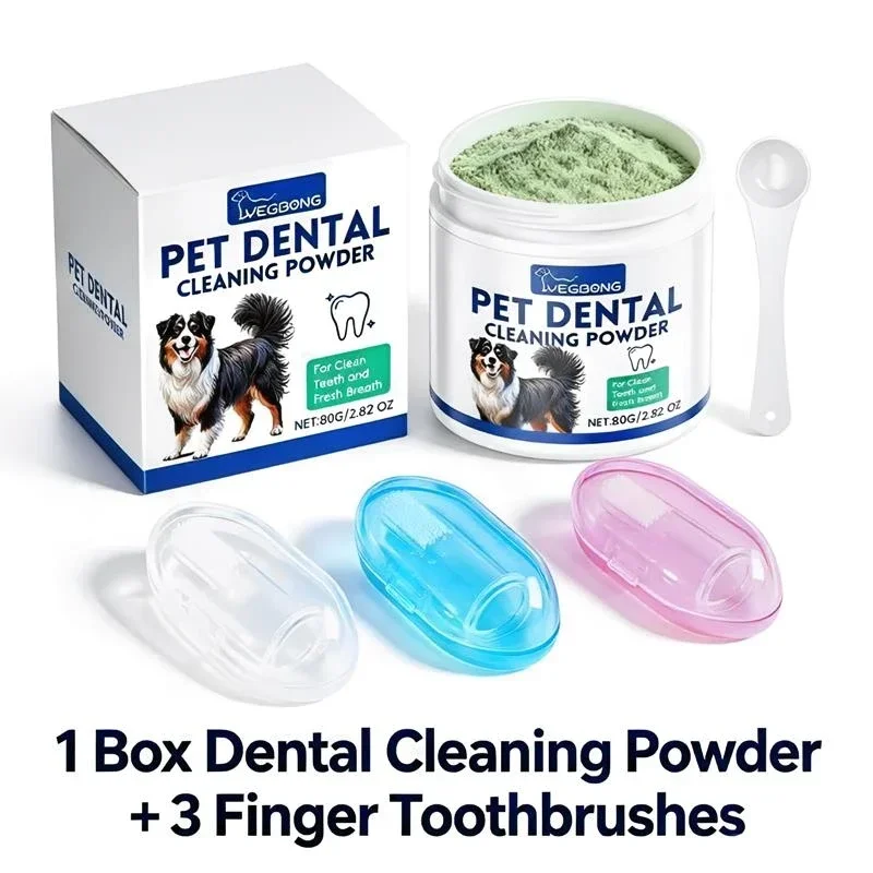 YEGBONG Natural Fresh Breath Dog Teeth Cleaning Powder Gentle Formula for Removing Plaque and Tartar Stains - Eliminates Odor