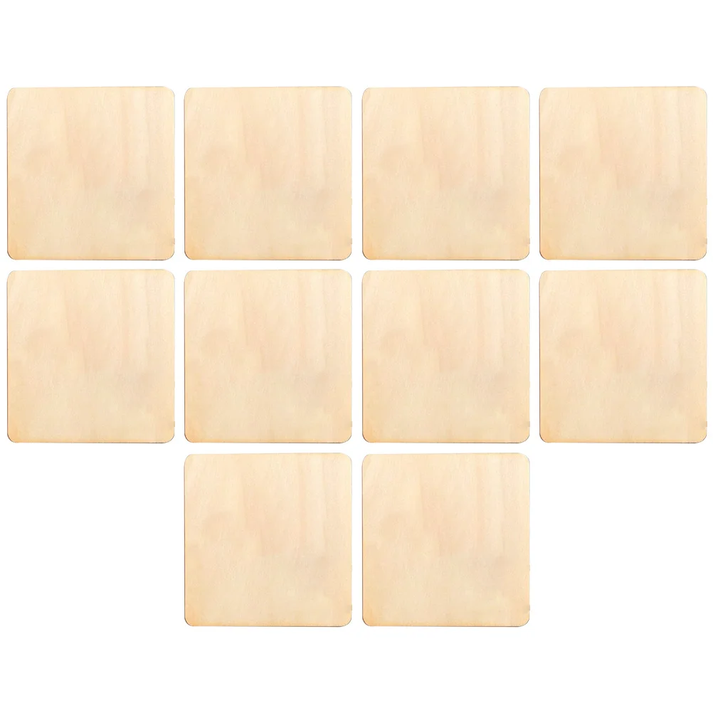 

10Pcs DIY Wooden Boards Square Unfinished Blank Natural Wood Pieces Crafts Painting Supplies Blank Wood Pieces