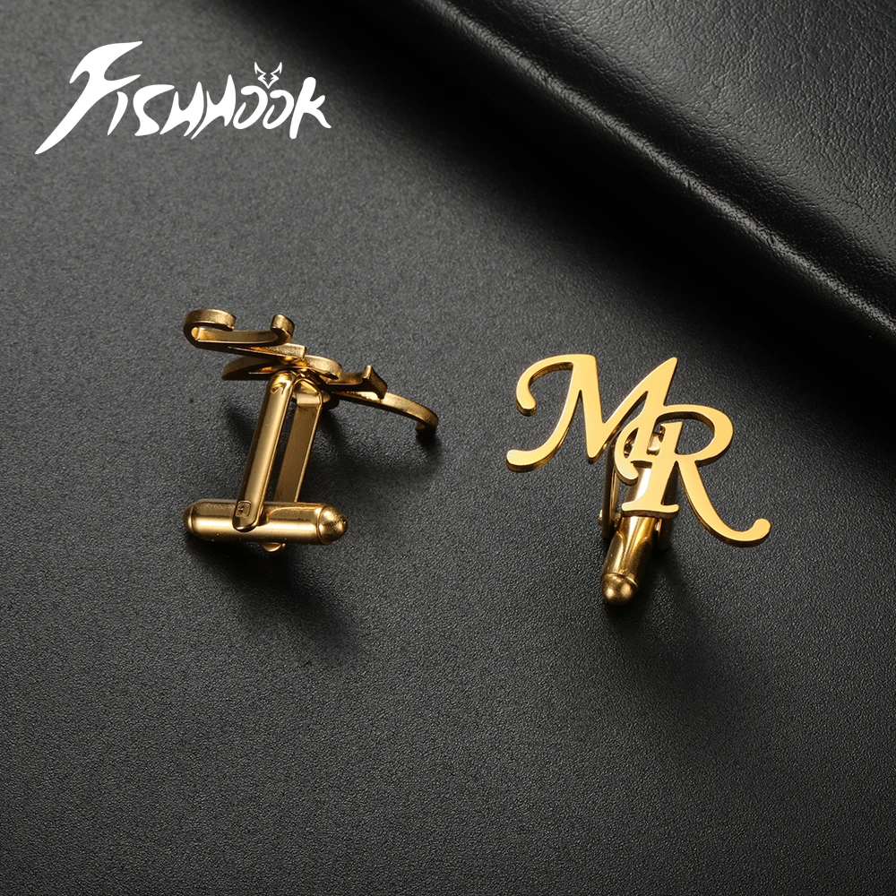 Custom Cufflinks for Men Woman Personalized Initial Letter Cufflink for Suit Anniversary Wedding Gift Stainless Steel Jewelry