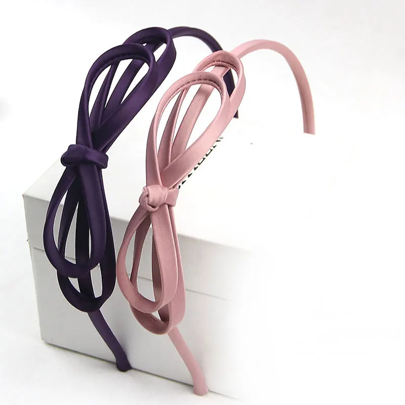 New Headband Women Solid Color Simple Temperament Bow Headband Double-layer Cloth Headband Hair Hoop Accessories