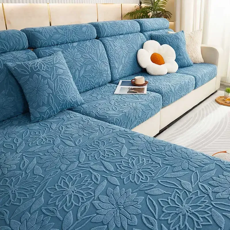 3D Flowers Jacquard Sofa Mattress Non-slip Four Seasons Couch Armrest Towel Sectional Corner Couch Covers