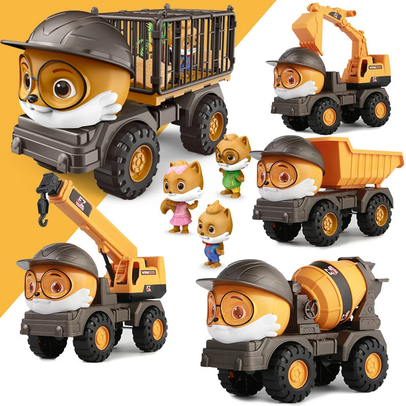 

Squirrels Excavator Transport Trucks Push Car Diecasts Simulation Engineering Construction Vehicle Boys Girls Birthday Gifts Toy