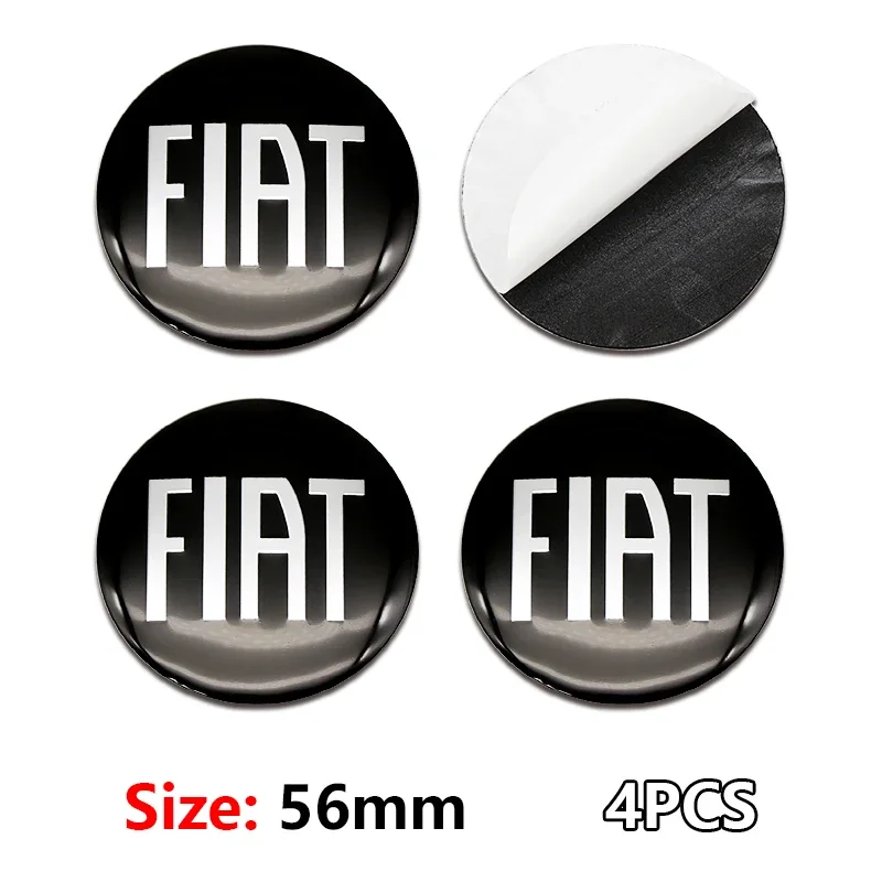 4pcs 56mm Fiat Wheel Hub Caps - Center Cover Stickers for 500 Tipo FR Punto Ducato Stilo Palio Bravo Pondo Viaggio Doblo