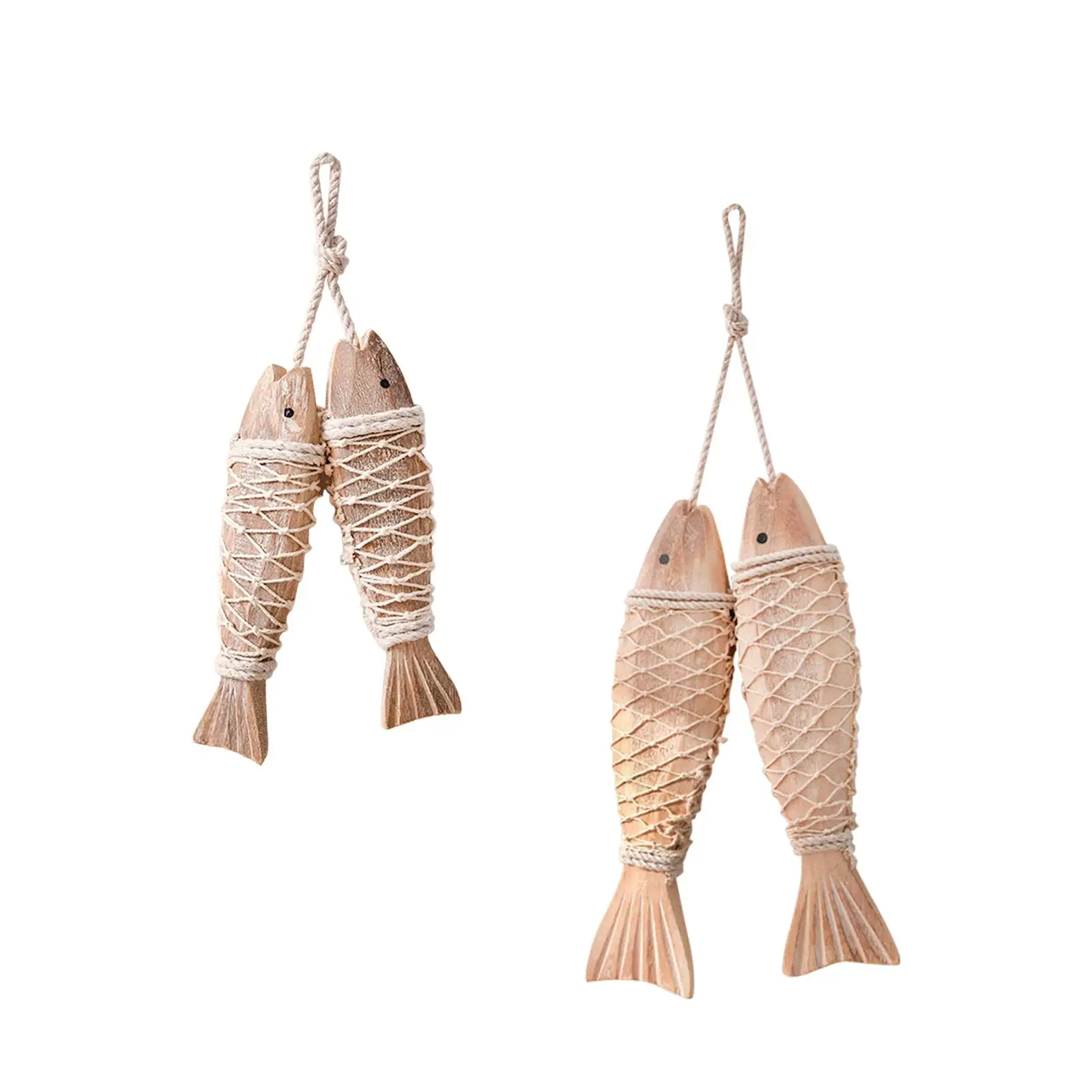 Wooden Fish Supplies Lake House Decorations Creative Beach Themed Nautical Wall Hanging Ornament Fish Pendant Home Indoor Window