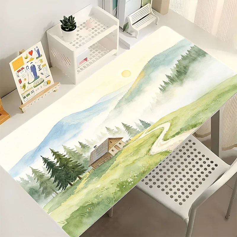 Big Mouse Pad Gamer carpet Anime Extended Desk mat PC Computer Gaming Accessories Green toned aesthetic natural scenery Mousepad