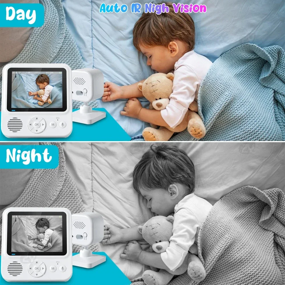 2.8 Inch IPS Screen HD Baby Monitor With Camera And Audio 2-way Talk IR Night Vision Portable Baby Phone Nanny Camera No Wi-Fi