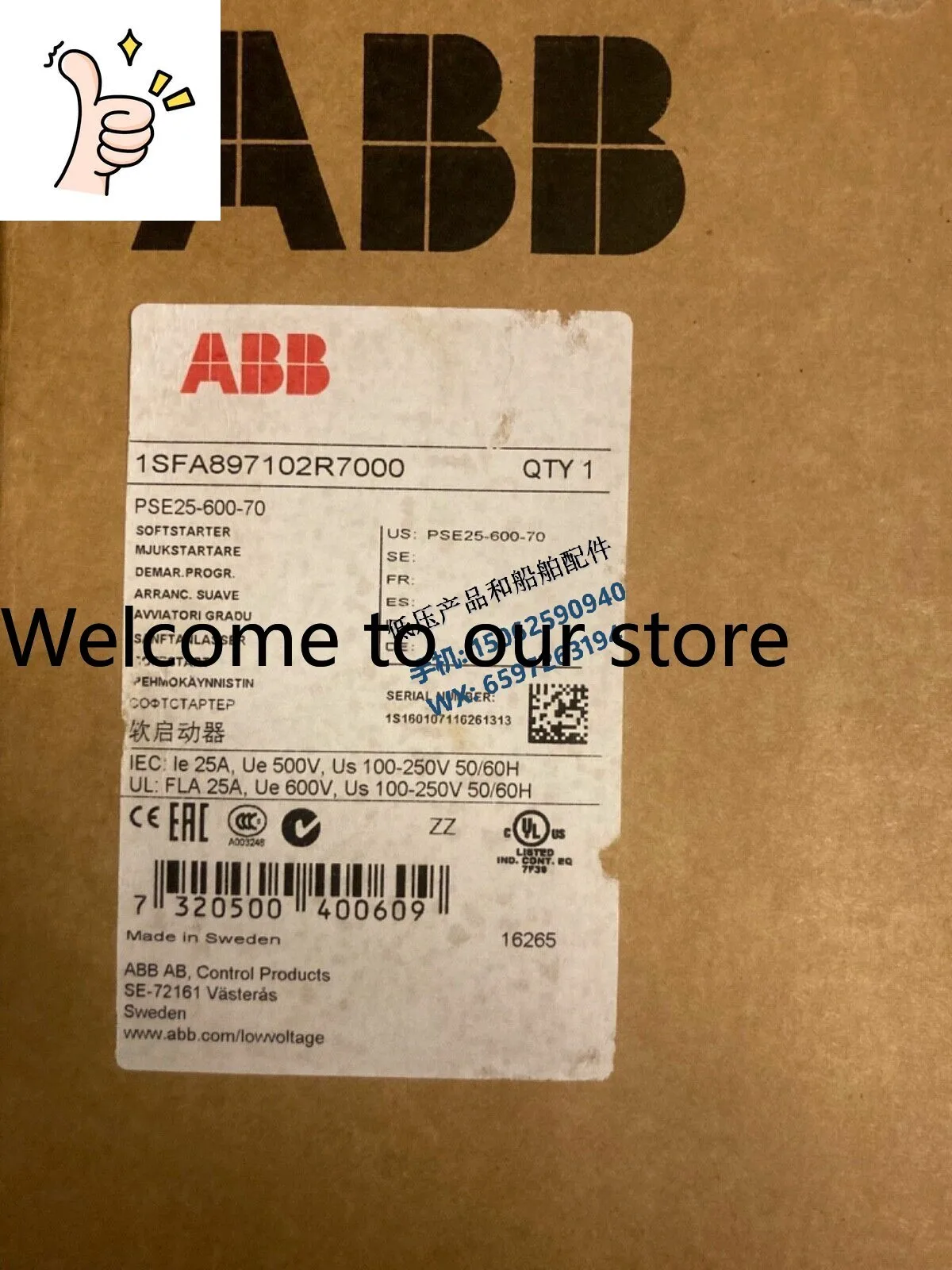 Новый оригинальный плавный пускатель ABB серии PSE PSE25-600-70 11кВт AC100-250В