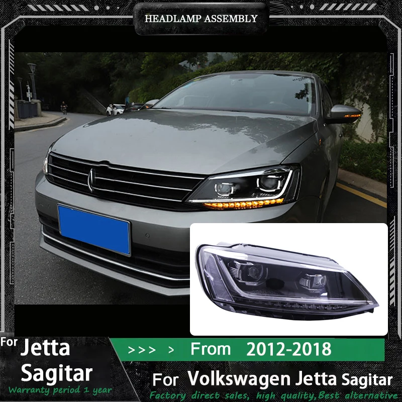 

Car Headllights for VW Jetta Sagitar MK6 LED Headlight 2011-2018 Headlights DRL Turn Signal High Beam Double U Projector Lens