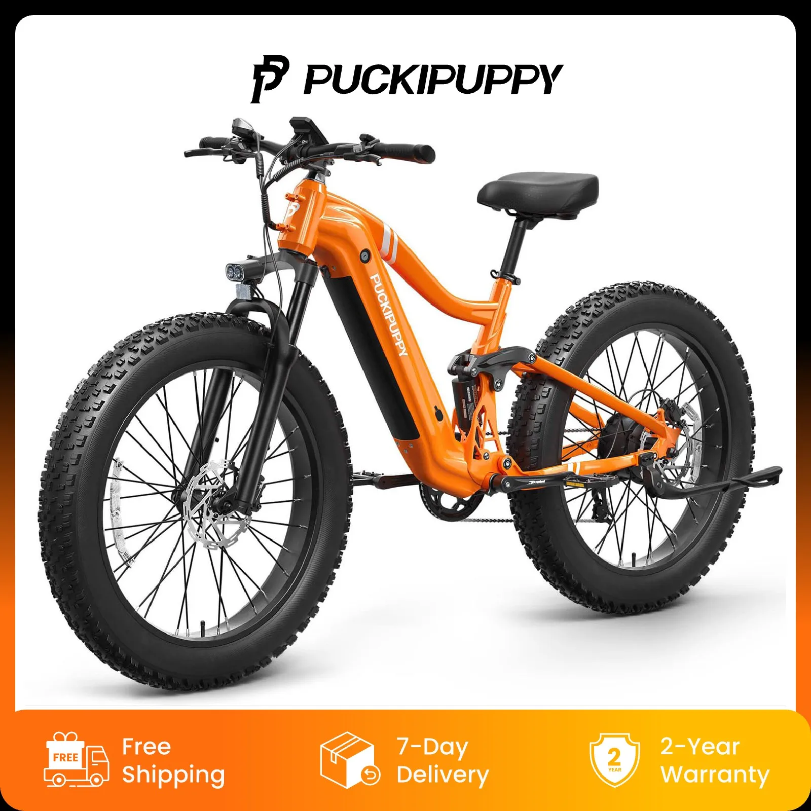 

PUCKIPUPPY 960W 48V 20AH Full Suspension 26" Fat Tire E Bike 80Miles Range Mountain Electric Bicycle Electric Bike for Adults
