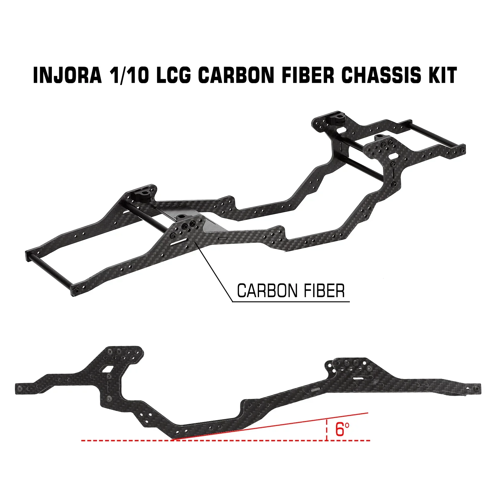 INJORA LCG Carbon Fiber Chassis Kit Frame Girder for 1/10 RC Crawler Axial SCX10 & SCX10 II 90046 Upgrade Parts