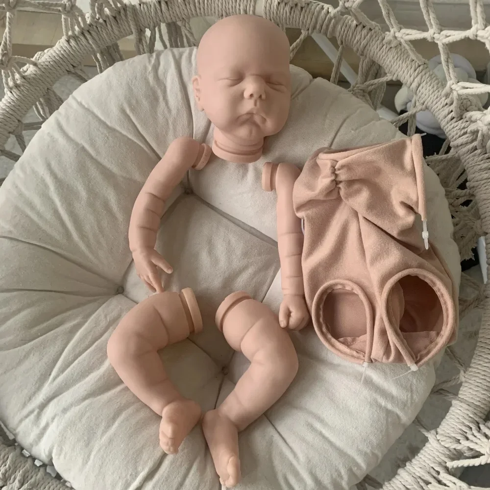 19inch Reborn Doll Kit Willa Sleeping Baby Soft Touch Unfinished Unpainted Doll Parts with Cloth Body Muñeca Kit Bebe Reborn