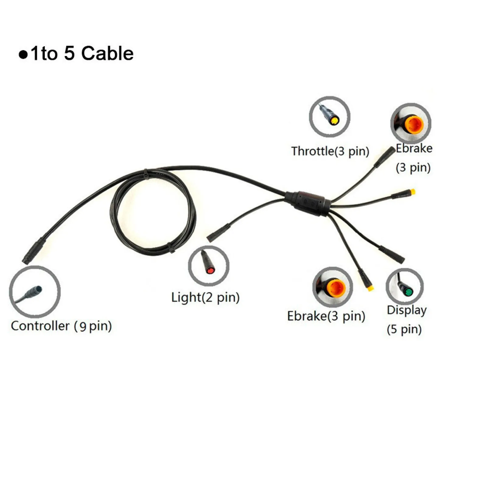 Electric Bicycle E-bike Integration Cable Waterproof 1 to 5 For KT Controller Motor Throttle Brake Conversion Accessory