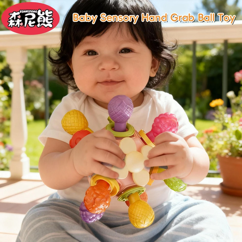 

SENNIXIONG Montessori Manhattan Round Ball Hand Grab Ball Infantil Chewable Teether Teething Relief Sensory Toy for Toddler Gift