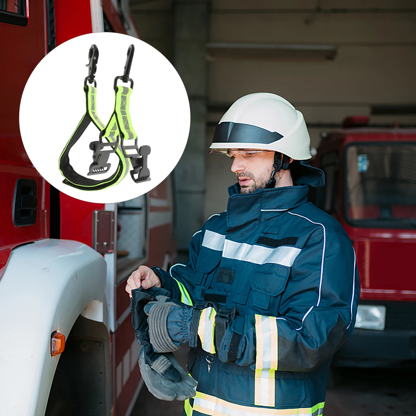

2 Pcs Firefighter Glove Strap Holder Reflective Gear Straps Belt Clips Reflection Tape