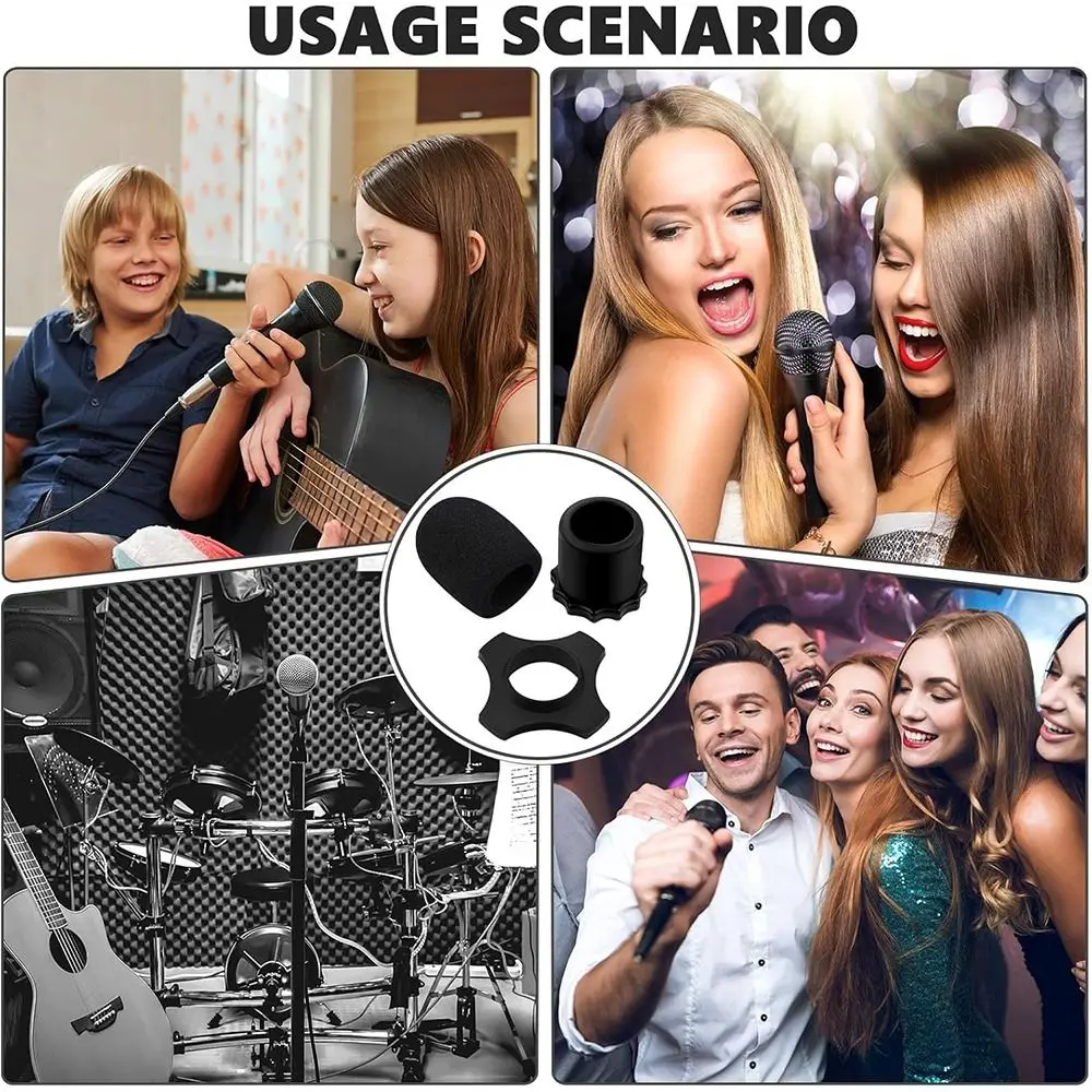 Silicone Microphone Skidproof Case Soft Shakeproof Microphone Anti-Slip Base Mic Protection Wired/Wireless Mic
