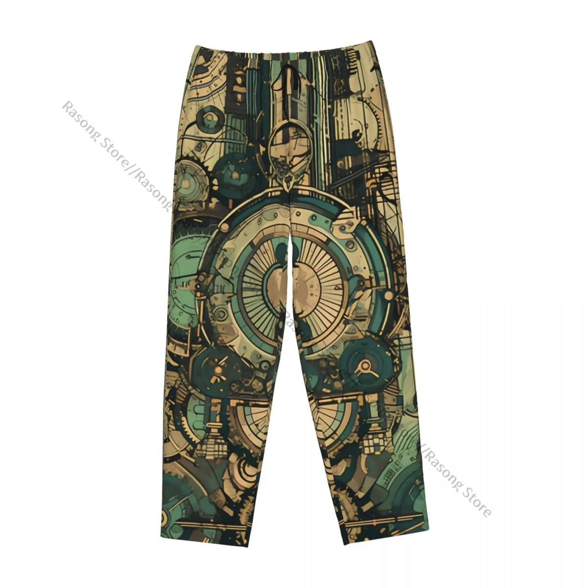 Cozy Flannel Pajama Pants for Women Steampunk Gears Cogwheels Elements Sleep Bottoms Home Loungewear 4