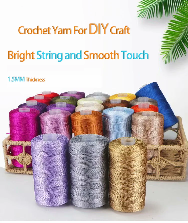 1.5mm  Thickness Crochet Yarn Thin Ice Blended Braided Cotton Thread For DIY Hand Knitting Bag Hat Shoes 100Grams Roll 60 Colors