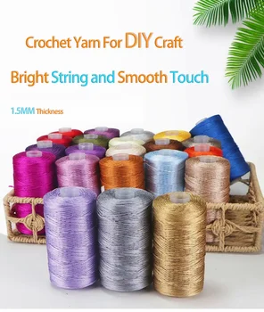 1.5mm  Thickness Crochet Yarn Thin Ice Blended Braided Cotton Thread For DIY Hand Knitting Bag Hat Shoes 100Grams Roll 60 Colors