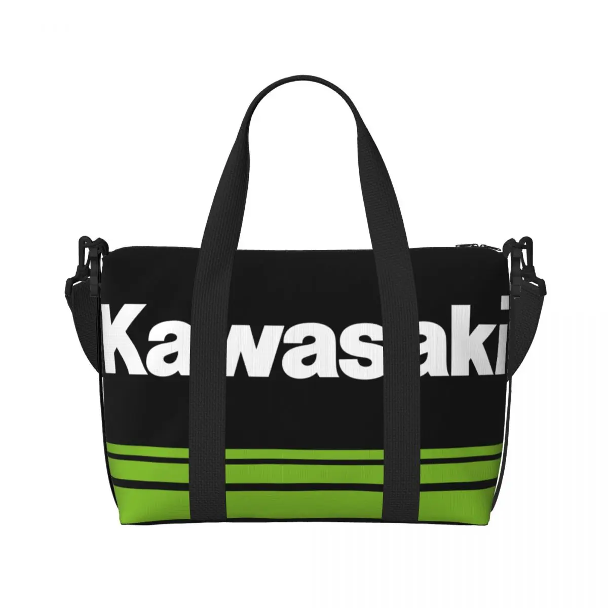 Sac fourre-tout de course de sport de moto Kawasakis personnalisé pour femmes, sacs de plage de grande capacité, sacs de voyage de gym