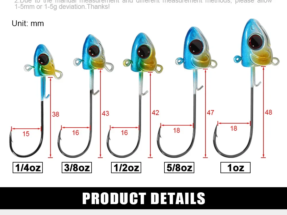 Spinpoler 7g/10g/14g/20g/30g Swimbait Jigkopf mit Weitem Gap und Langem Schaft, Widerhaken in Fischform, Jighaken für Süß- und Salzwasser-Angeln – Detail 4