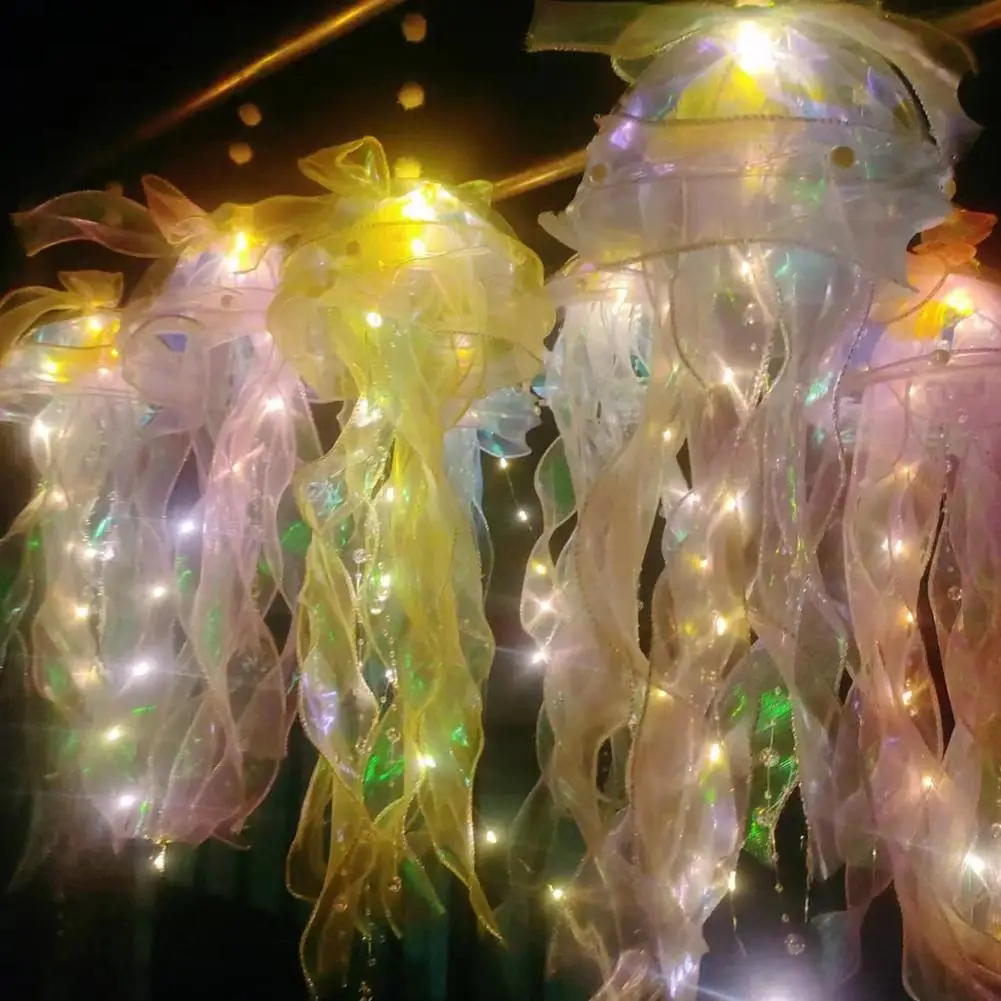 Jellyfish Lamp Portable Flower Lamp Jellyfish Wind Light Birthday Decoration Night Girl Chimes Gift Bedroom Hanging Home La S2Z9
