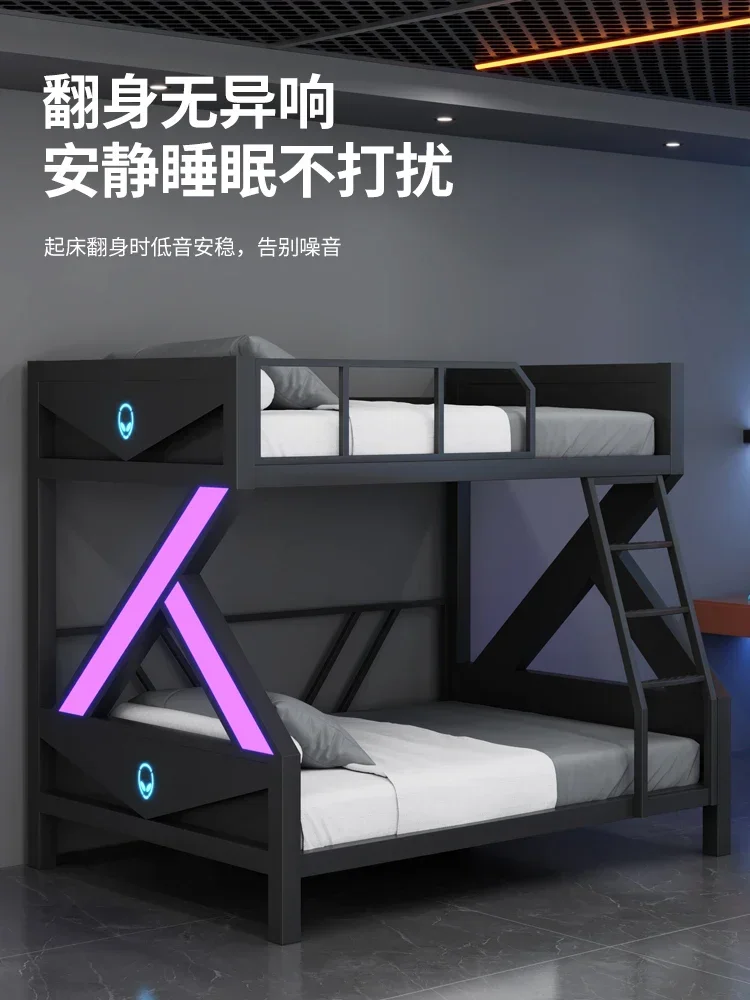 E-Sports Upper and Lower Bunk Double-Layer Iron Frame Height-Adjustable Bed School Internet Bar Bunk Bed Home Lazy