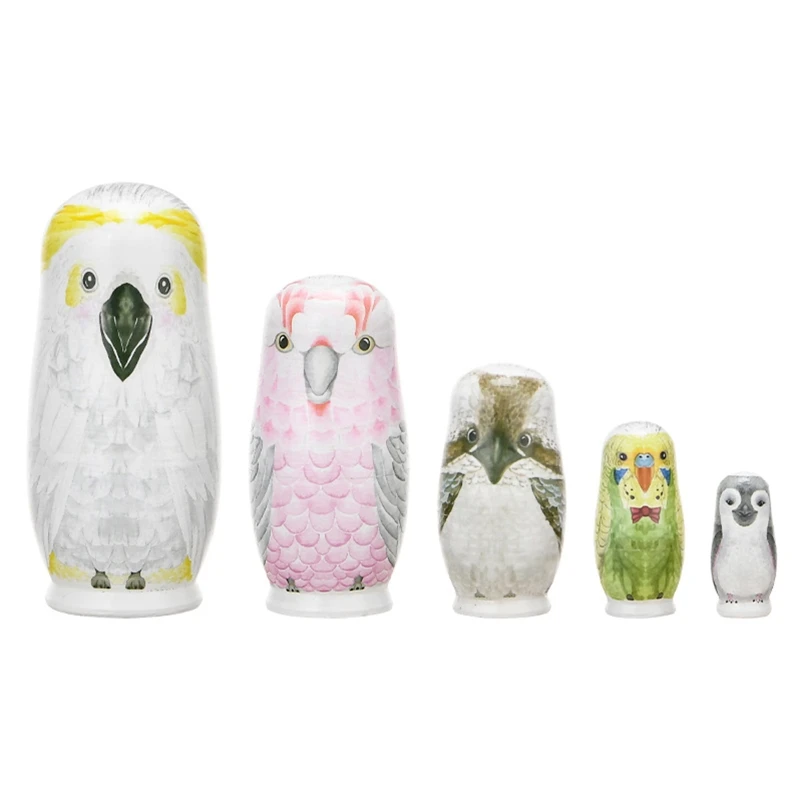 

Lovely Russian Nesting for Doll Kids Art Crafts Owl Dolls Color Painted Wooden