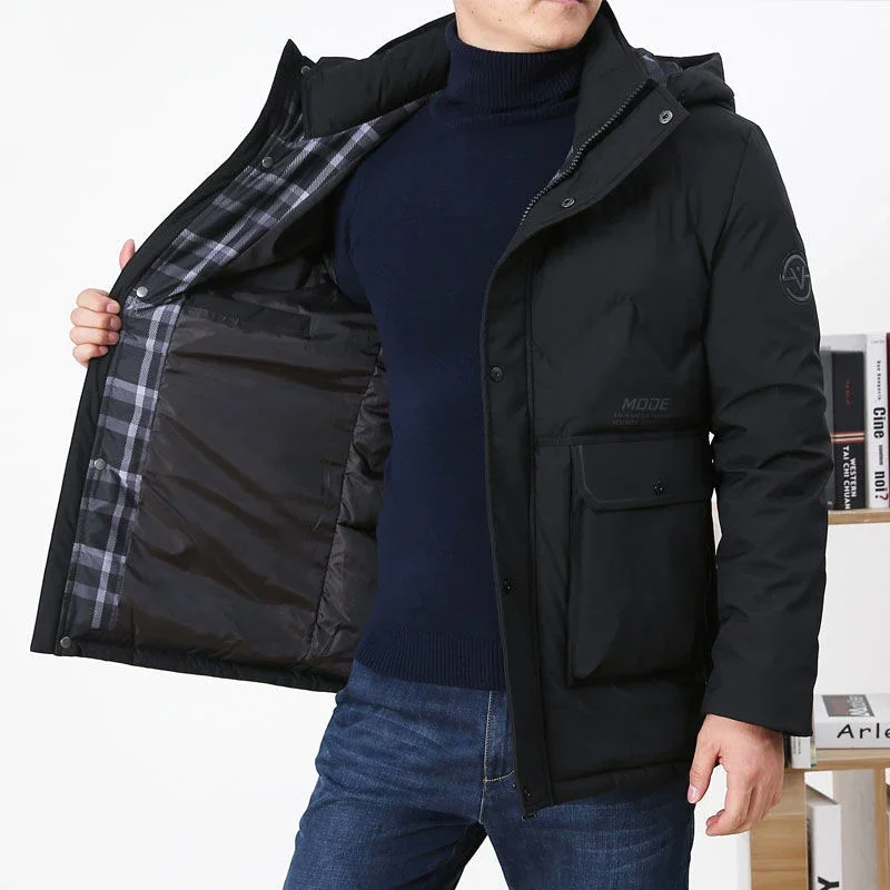 Giacca invernale da uomo multitasche addensare caldo Slim Outdoor parka cappotti uomo giacca a vento con cappuccio spessa capispalla calda piumino