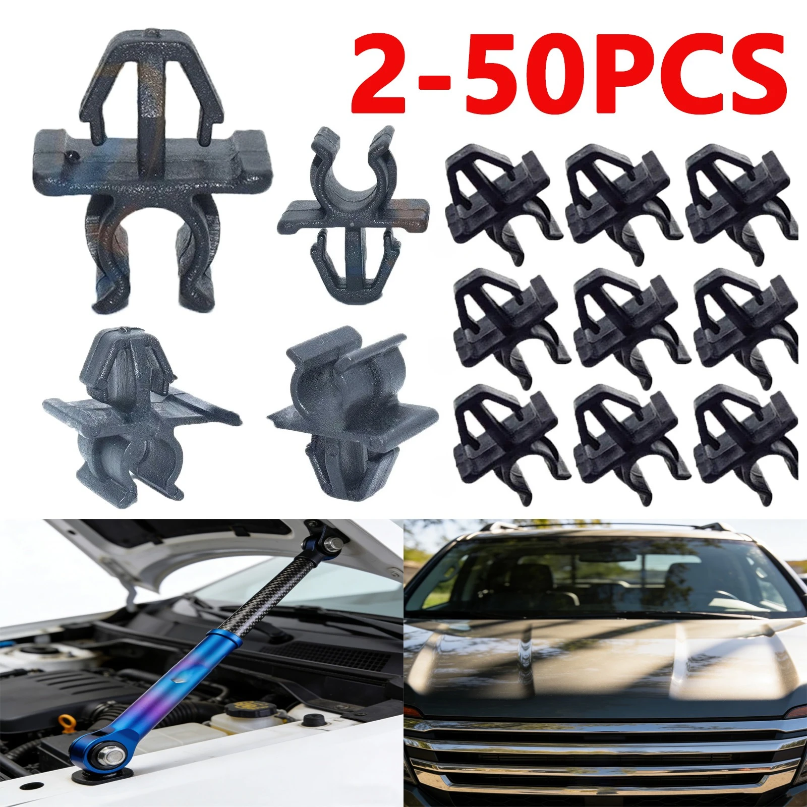 2-50 Uds. Clip de varilla de apoyo para capó de coche, varilla de sujeción automática, capó de prueba externo, accesorio para capó Honda Ridgeline, accesorios para vehículos