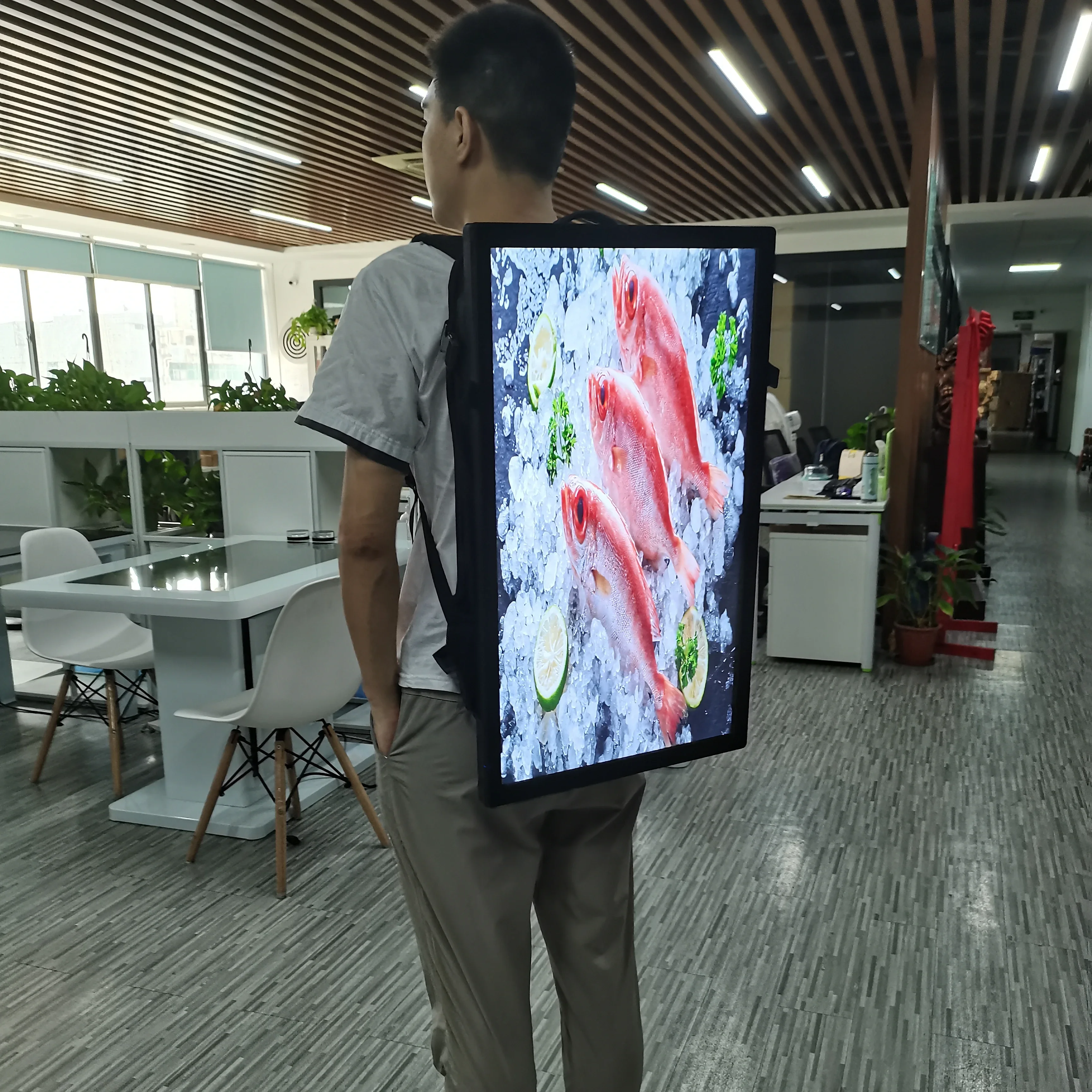 

27Inch Big Size High Definition LCD Screen Backpack Billboard Street Public Advertising Equipment App Control