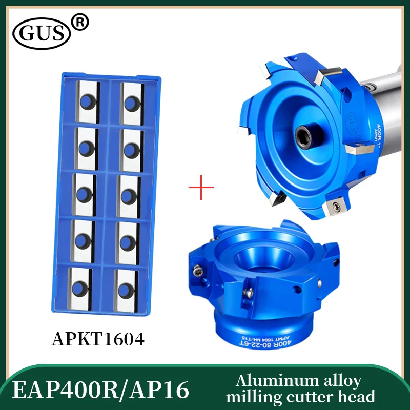 

1 set 90° Face mill cutter disc EAP400R AP16 aluminum alloy milling cutter head inner hole 22 27 32 mm + 10 pcs APKT1604 blade