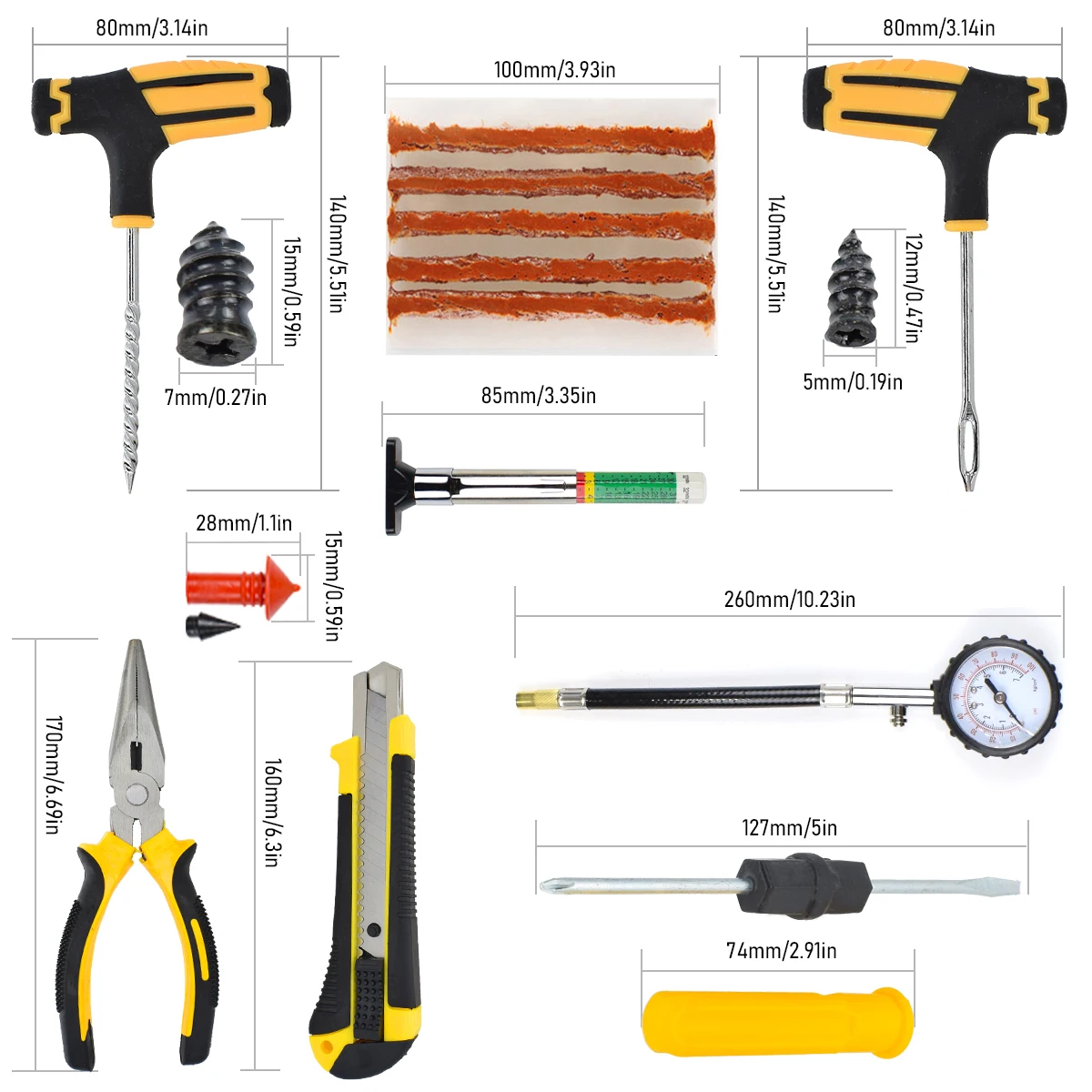 Car Tire Repair Tool Kit Studding Tool Set Motorcycle Bike Puncture Plug Garage Pliers Vacuum Tubeless Tyre Film Nail With Case
