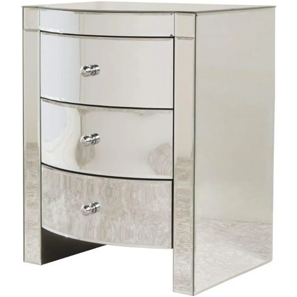 Mirrored Three-Drawer Side Table Mirror Freight Free Night Stand Furnitures Nightstands Bedroom Furniture Bedside Tables Home