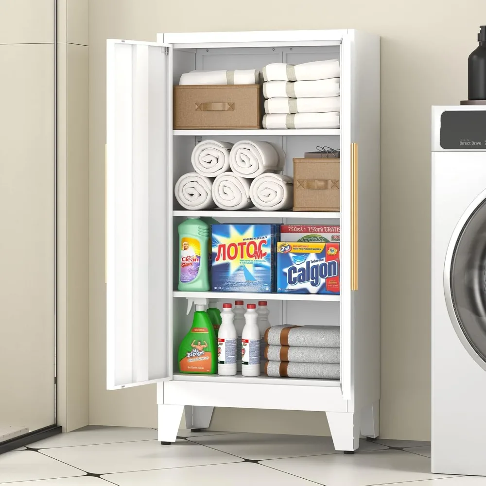 

47.3" Metal Kitchen Pantry Storage Cabinet with 3 Adjustable Shelves & 2 Do, reestanding Organizer Cabinet or Kitchen, Bathroom,
